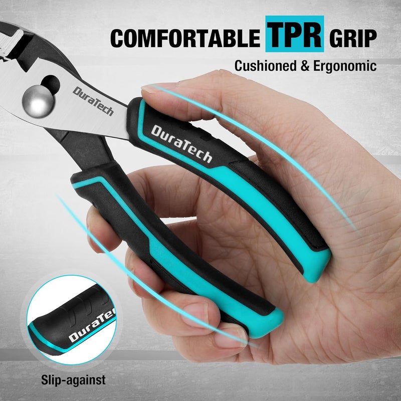 DURATECH 6 Inch Slip Joint Pliers, Small Pliers with Comfortable TPR Handle, High Carbon Steel, Swivel Rivet, Strong Sharp Teeth, Pliers for Tightening, Loosening and Gripping Nuts and Bolts - Image 3